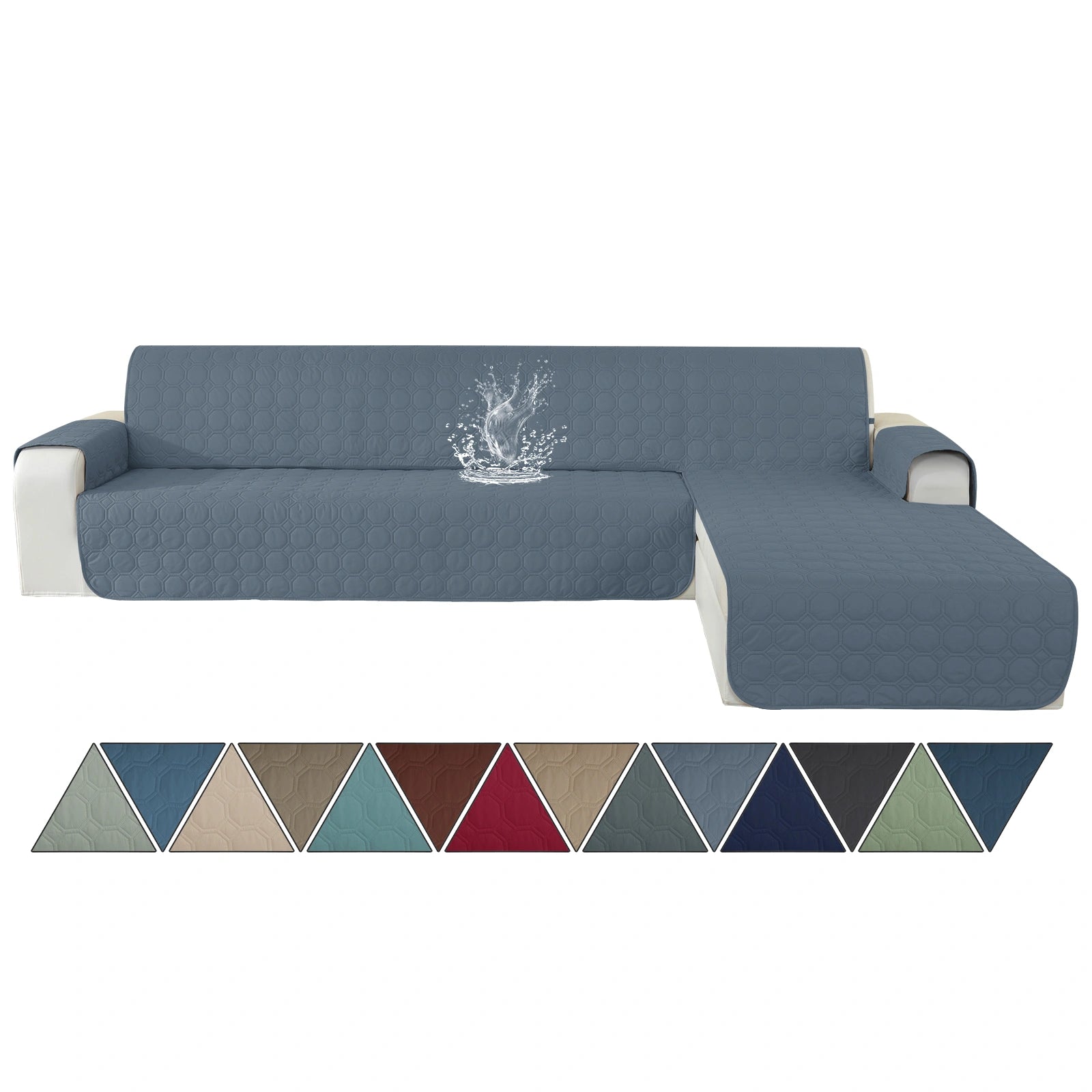 YSTYLE L-Shape for 4 Seater WaterProof Sofa Cover with Armrests,Elegant- for Dogs , Non-Slip and Scratch Resistant Design-Yuanbao Grid