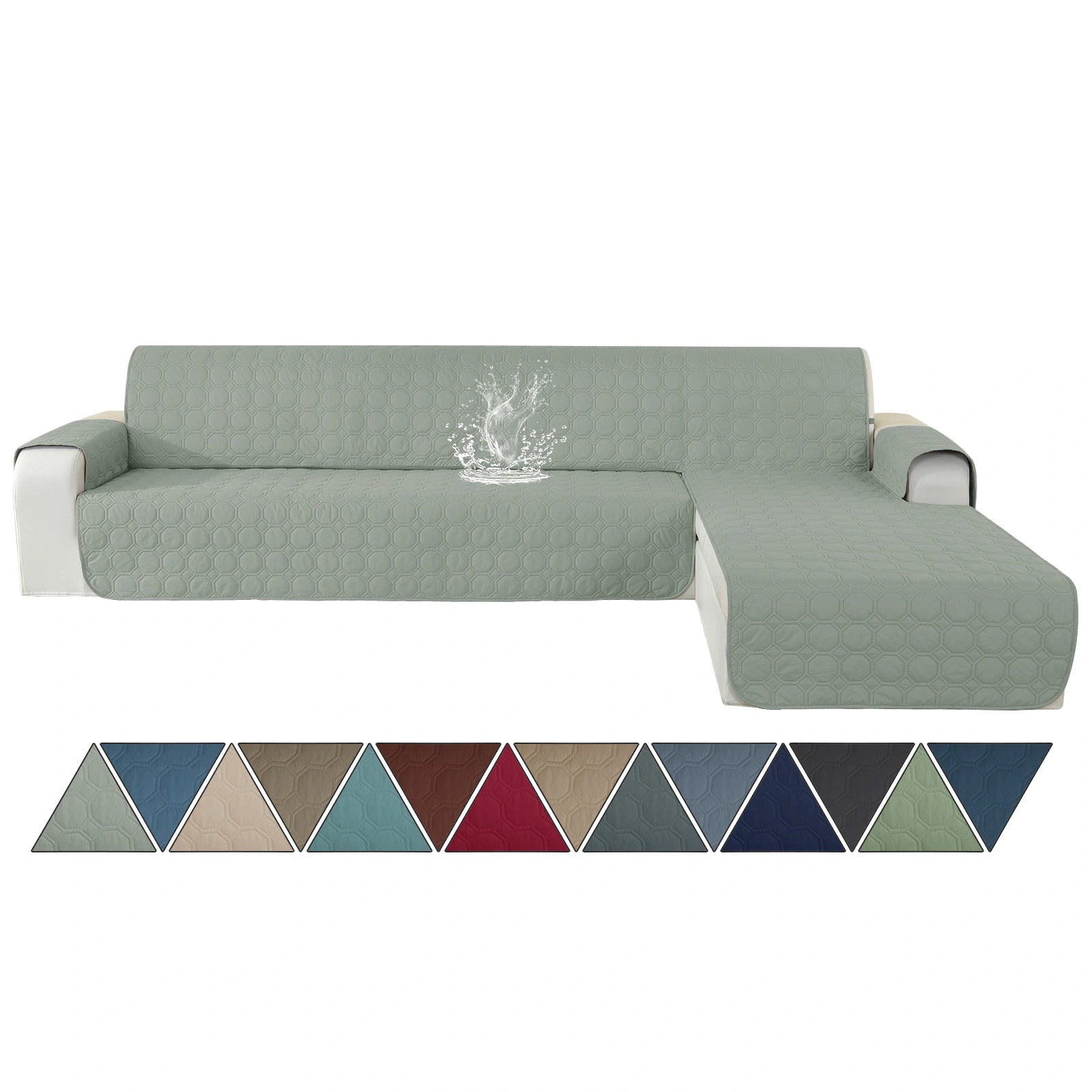 YSTYLE L-Shape for 4 Seater WaterProof Sofa Cover with Armrests,Elegant- for Dogs , Non-Slip and Scratch Resistant Design-Yuanbao Grid