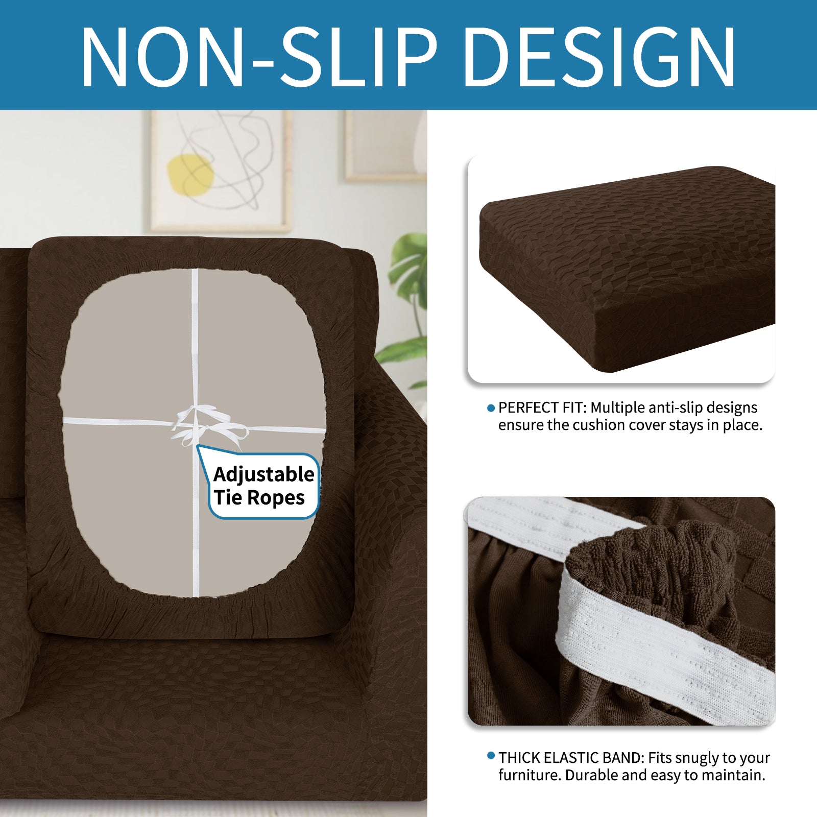 Copertura stretch per sedile del divano e chaise longue con motivo geometrico e sistema anti-scivolo | YSTYLE