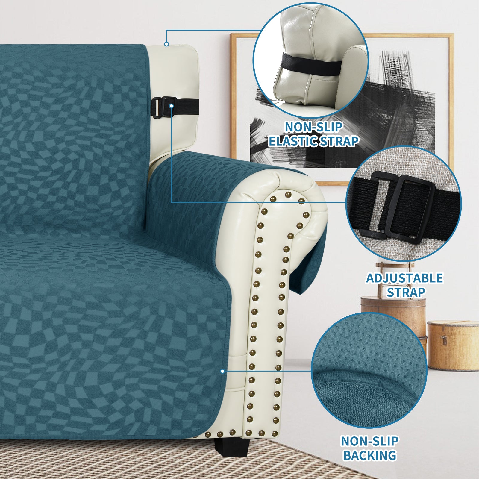 YSTYLE 1 Seater canapé couverture with Side Pockets antidérapant