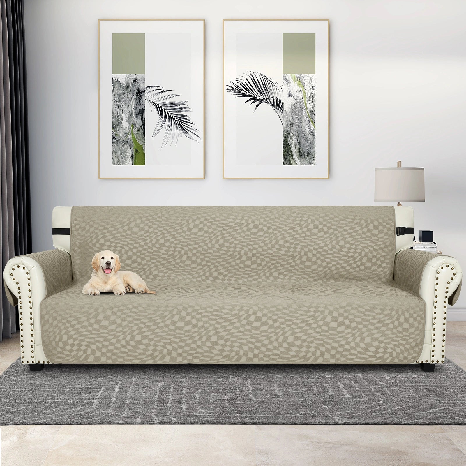 YSTYLE 4 Seater Waterproof Sofa Cover – Cat Scratch Resistant, Non-Slip with Armrests, Modern Furniture Protector-Jacquard Plaid