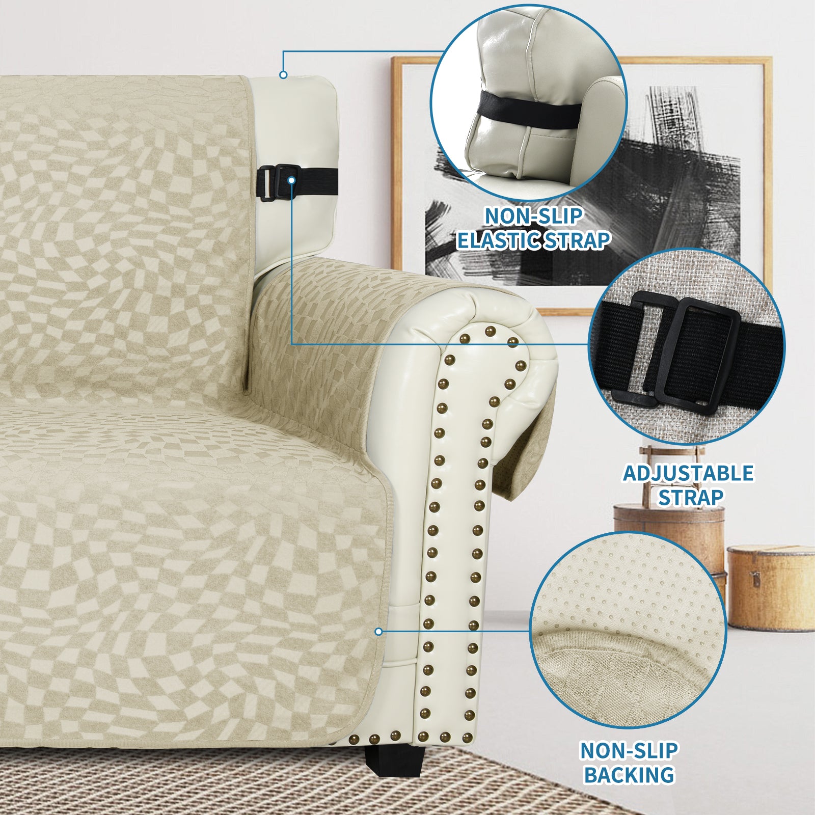 YSTYLE 1 Seater canapé couverture with Side Pockets antidérapant