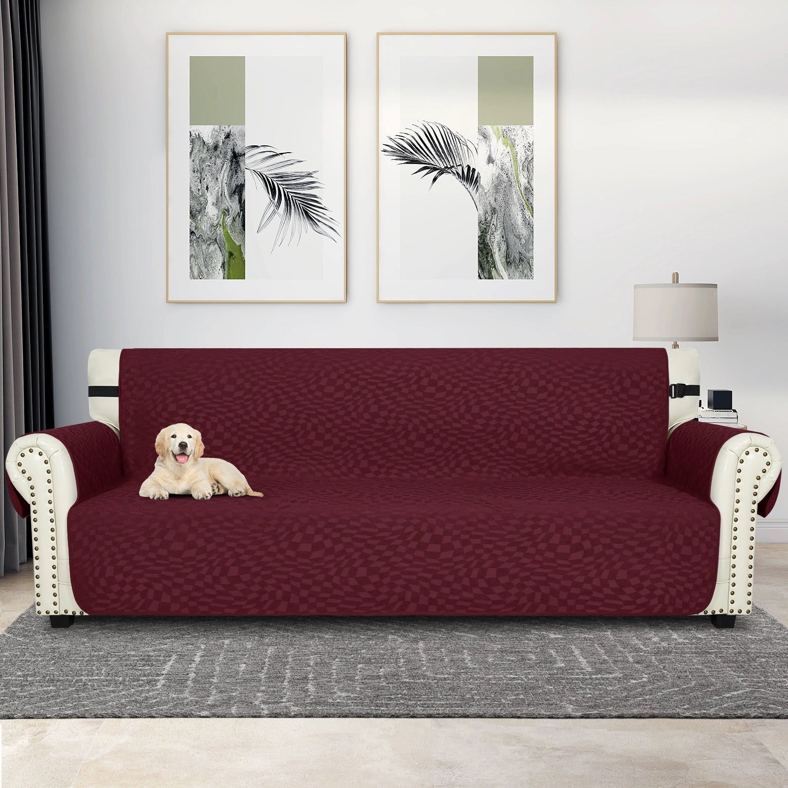 YSTYLE 4 Seater Sofa Cover with Side Pockets Anti Slip-YSTYLE