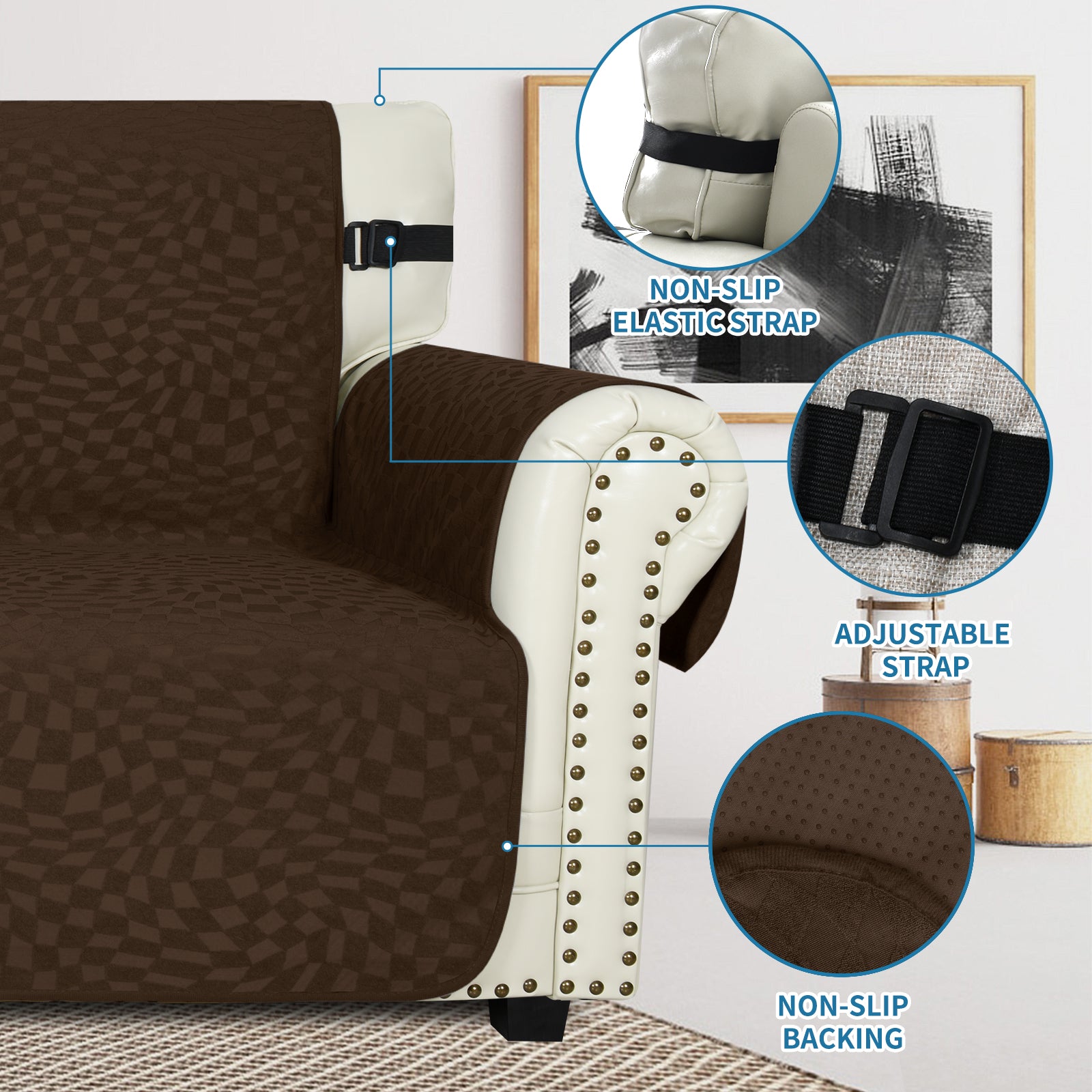 YSTYLE 1 Seater canapé couverture with Side Pockets antidérapant