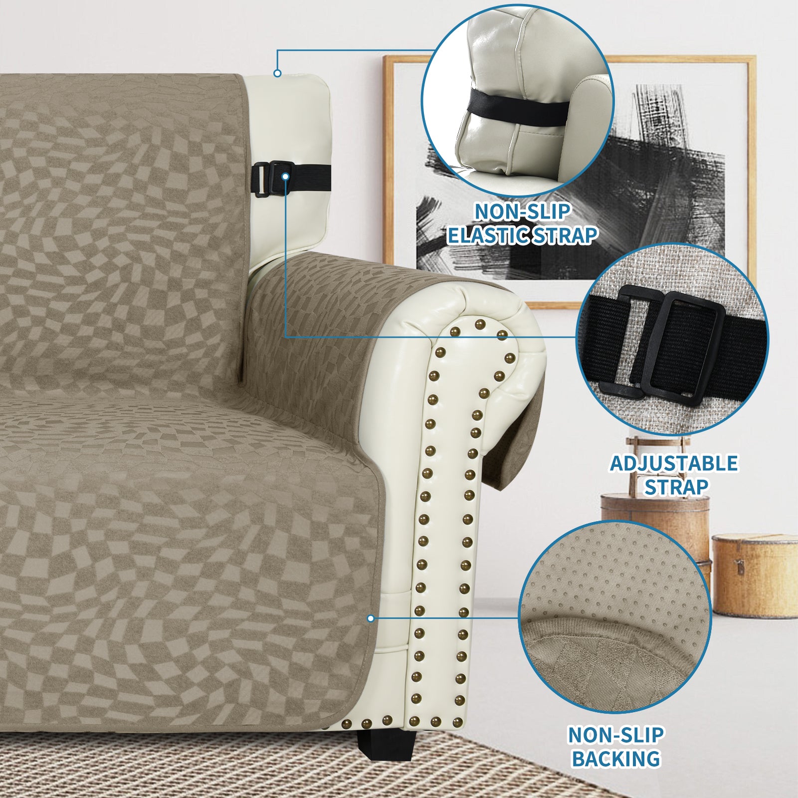 YSTYLE 1 Seater canapé couverture with Side Pockets antidérapant