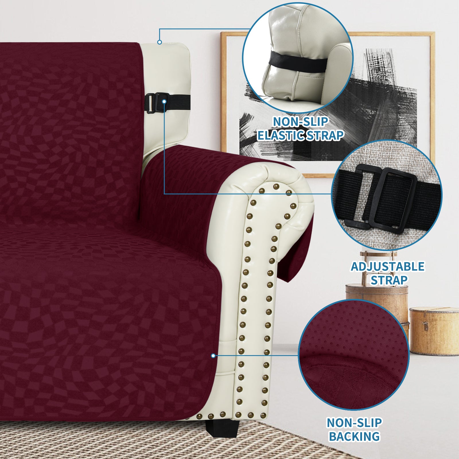 YSTYLE 1 Seater canapé couverture with Side Pockets antidérapant