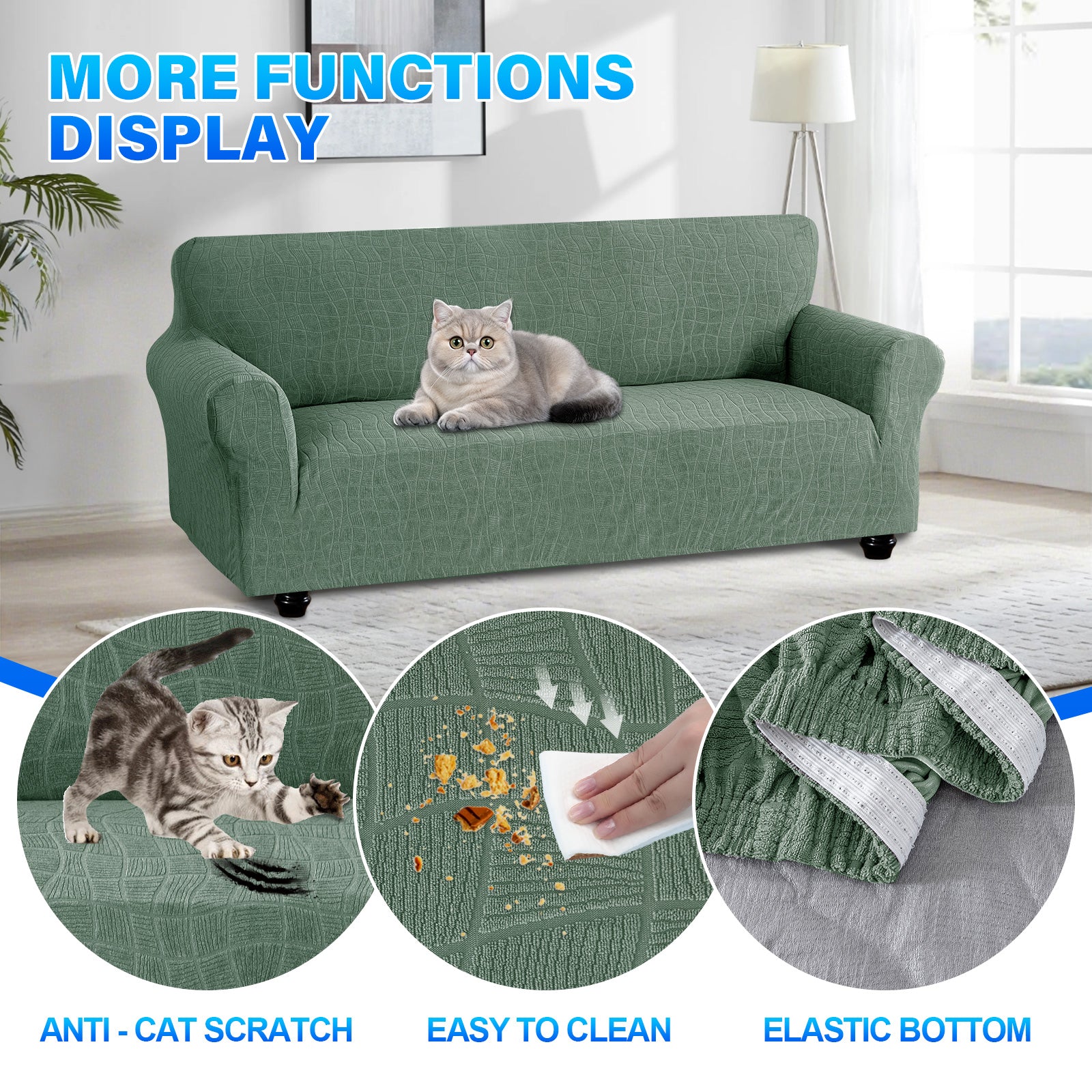 Ystyle Waterproof 1-Seater Sofa Cover with Armrests, Universal Elastic Sofa Protector, Washable Cat Scratch-Resistant Sofa Cover, Stain & Slip-Resistant Sofa Slipcover