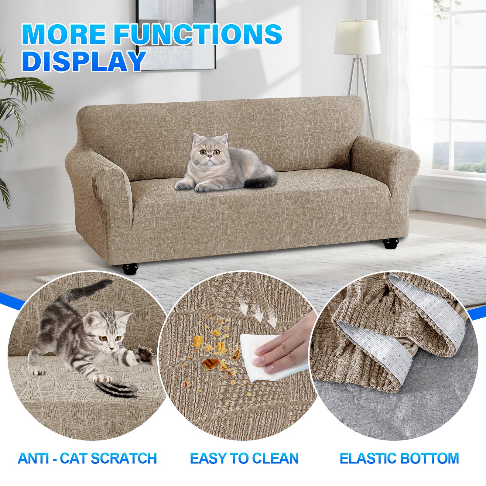 Ystyle Waterproof Stretch 4 Seater Sofa Cover Anti Slip-YSTYLE