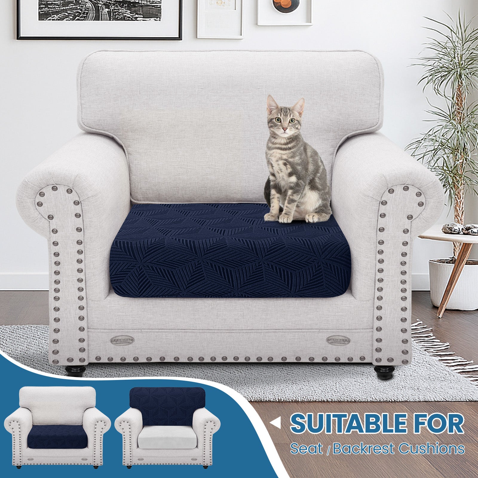 Ystyle Stretch Sofa Seat Cover Large 1 Seater Anti Slip Geometric-YSTYLE