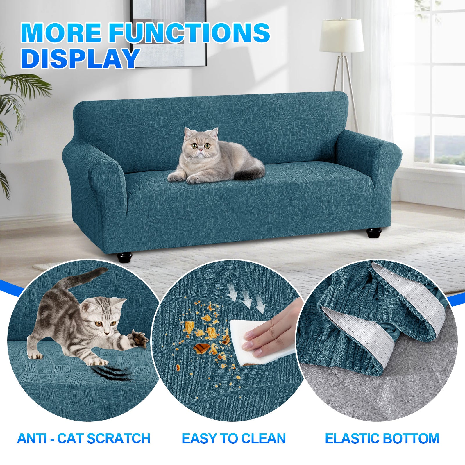 Ystyle Waterproof 1-Seater Sofa Cover with Armrests, Universal Elastic Sofa Protector, Washable Cat Scratch-Resistant Sofa Cover, Stain & Slip-Resistant Sofa Slipcover