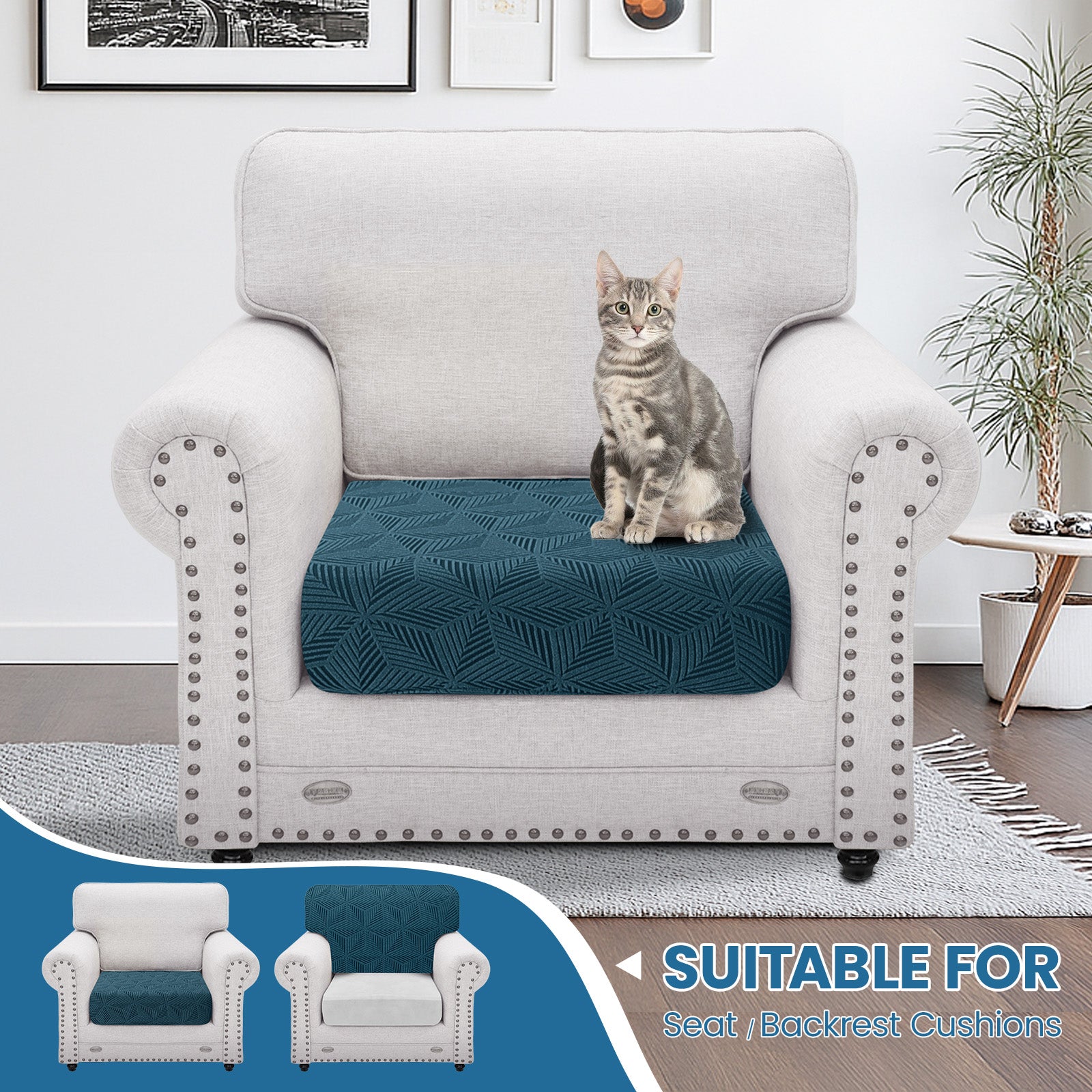 Ystyle Stretch Sofa Seat Cover 1 Seater Anti Slip Geometric-YSTYLE