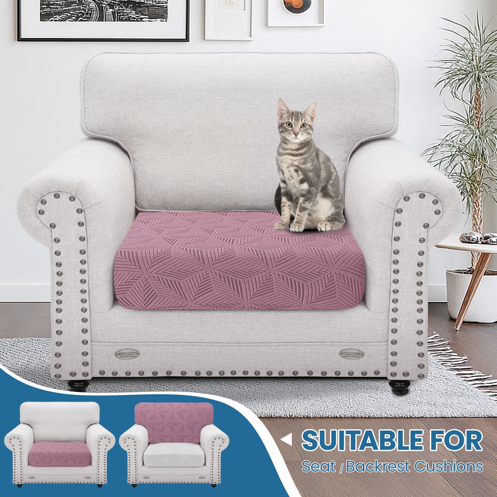 Ystyle Stretch Sofa Seat Cover Large 1 Seater Anti Slip Geometric-YSTYLE