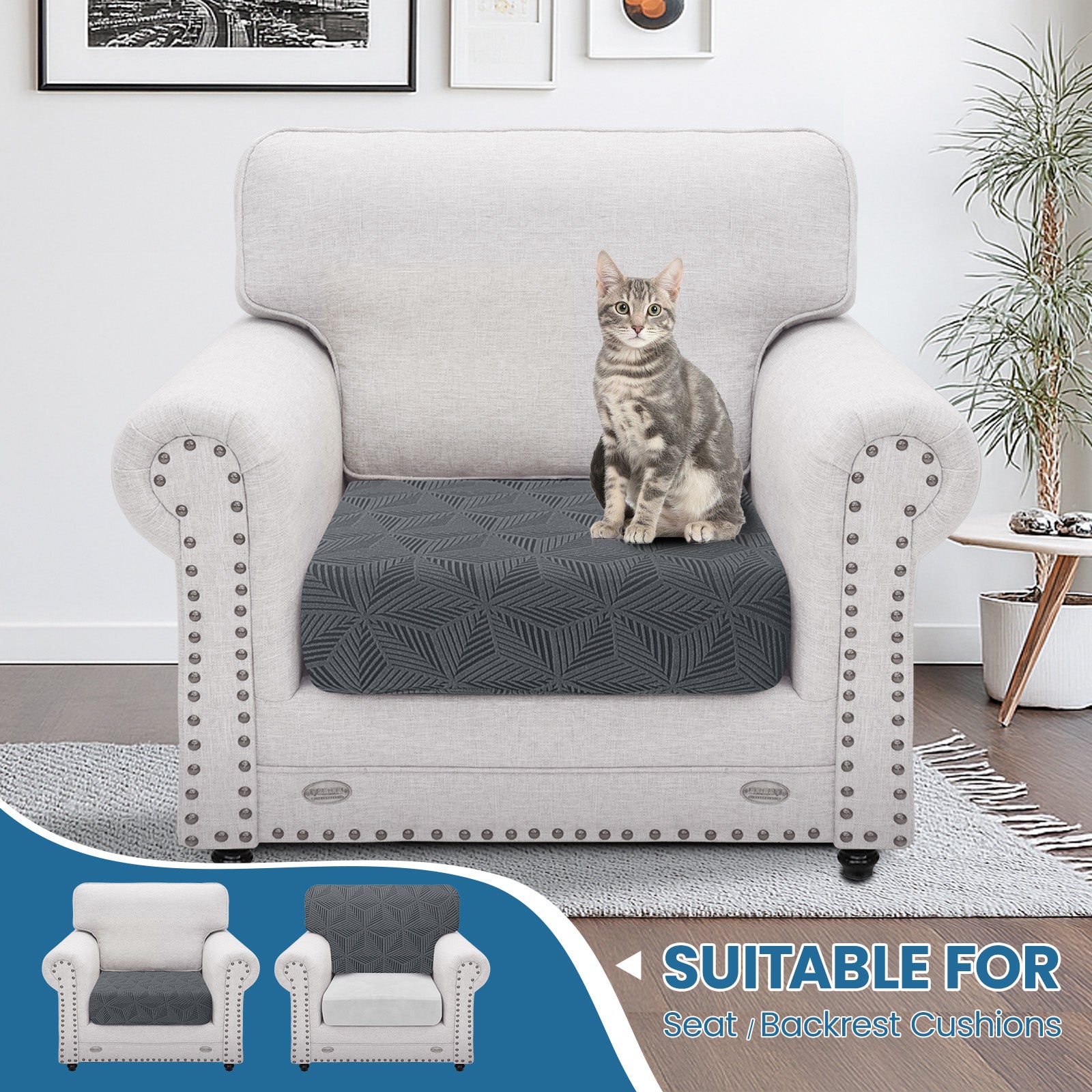 Ystyle Stretch Sofa Seat Cover 1 Seater Anti Slip Geometric-YSTYLE