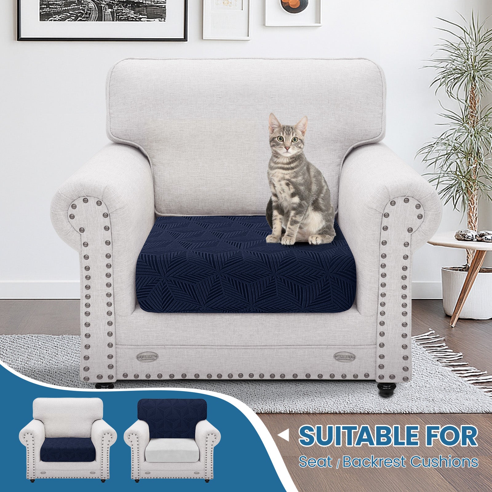 Ystyle 1 Piece Elastic Sofa Cushion Covers, Separate Sofa Seat Cushion Slipcovers, Universal Stretch Sofa Seat Protectors