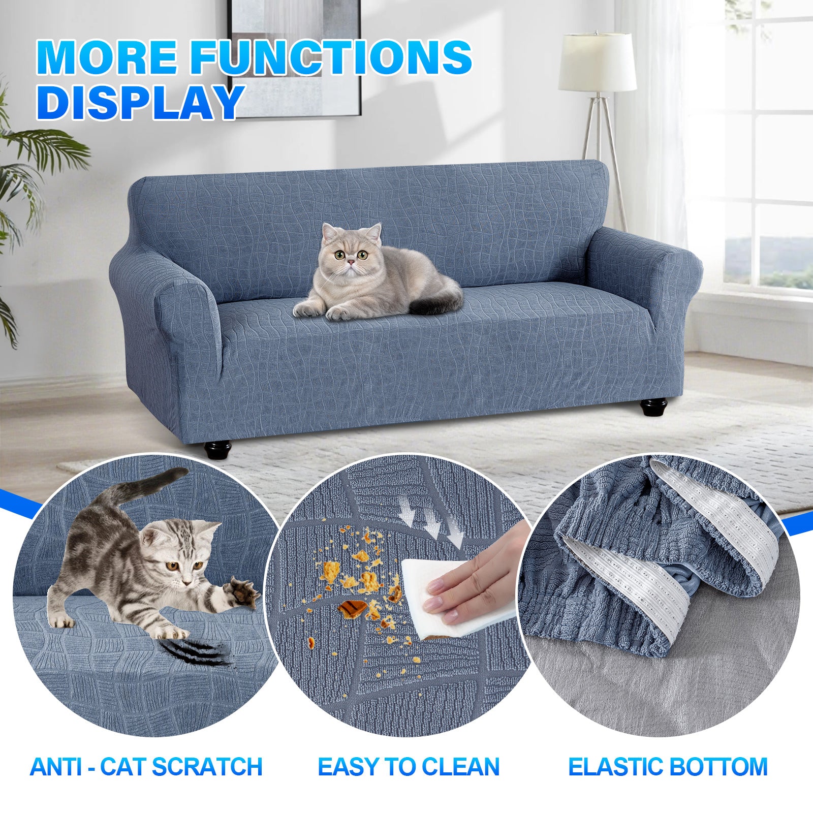 Ystyle Waterproof Stretch 4 Seater Sofa Cover Anti Slip-YSTYLE