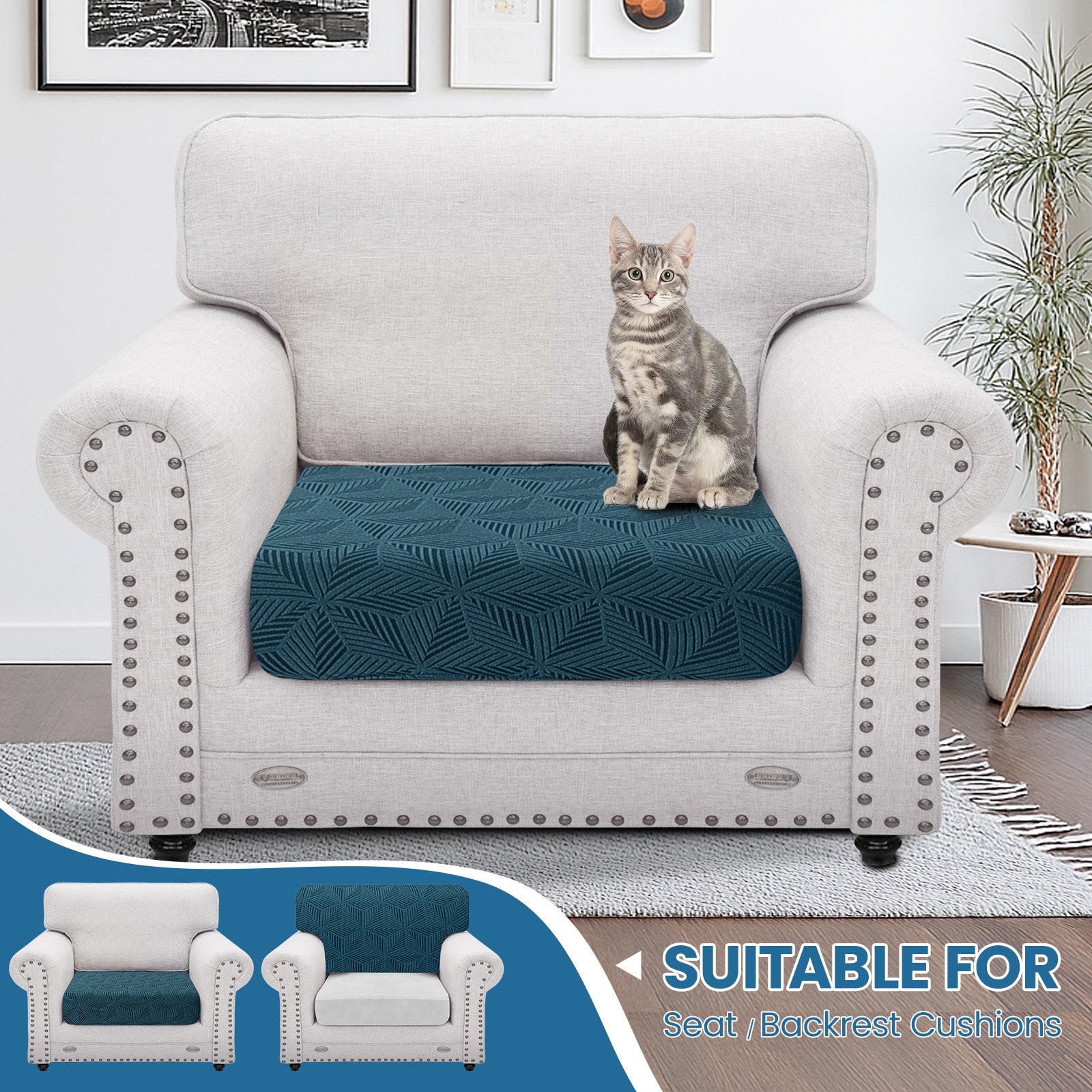 Ystyle Stretch Sofa Seat Cover Large 1 Seater Anti Slip Geometric-YSTYLE