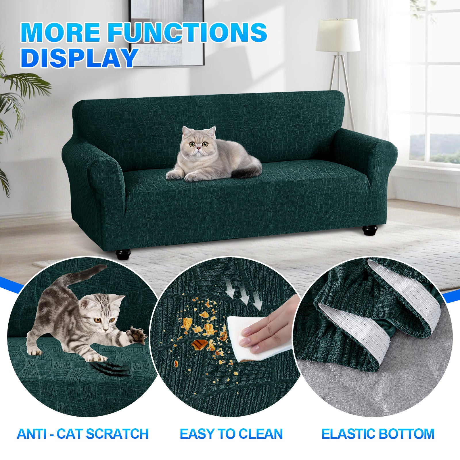 Ystyle Waterproof Stretch 4 Seater Sofa Cover Anti Slip-YSTYLE