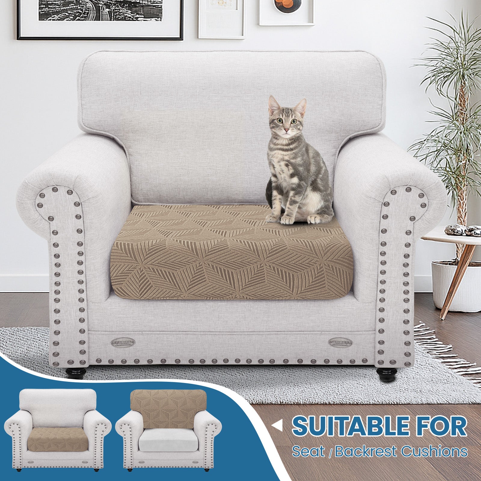 Ystyle Stretch Sofa Seat Cover Large 1 Seater Anti Slip Geometric-YSTYLE