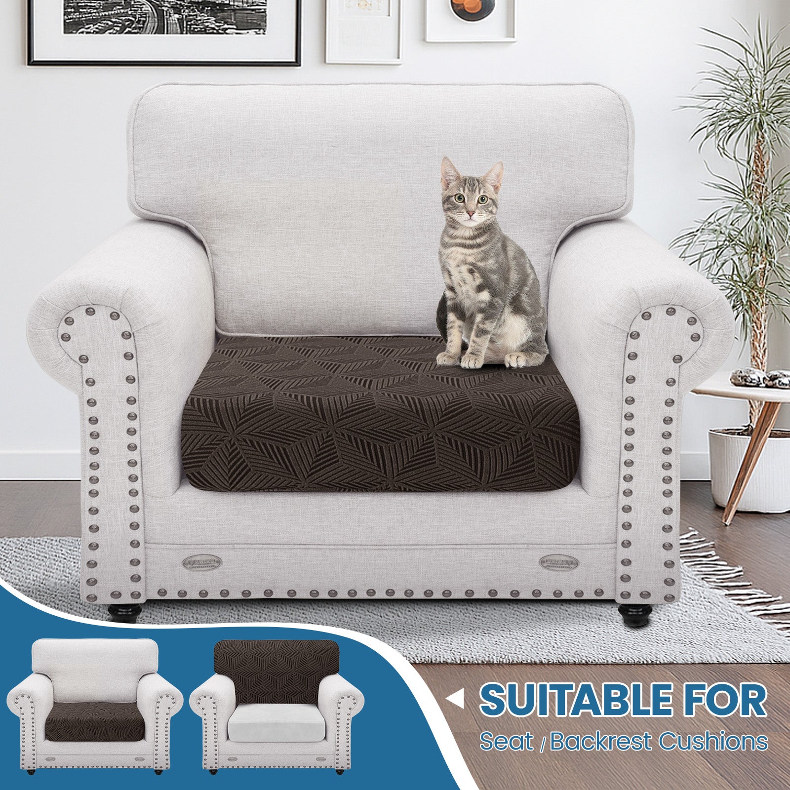 Ystyle Stretch Sofa Seat Cover Large 1 Seater Anti Slip Geometric-YSTYLE