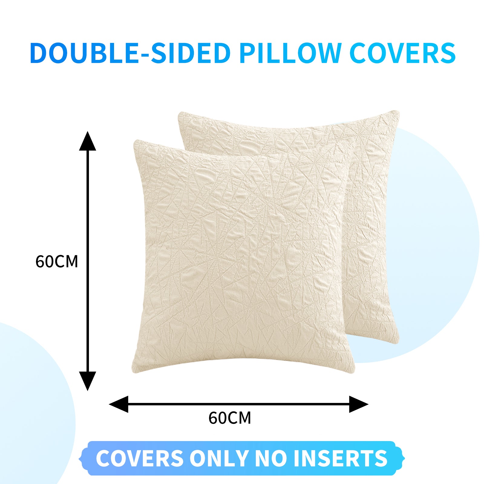 Ystyle 2 Pieces Sofa Cushion Covers 60 x 60 cm, Cushion Covers with Invisible Zipper, Square Pillowcases, Modern Sofa Pillowcases, for Living Room Bedroom Balcony Outdoor