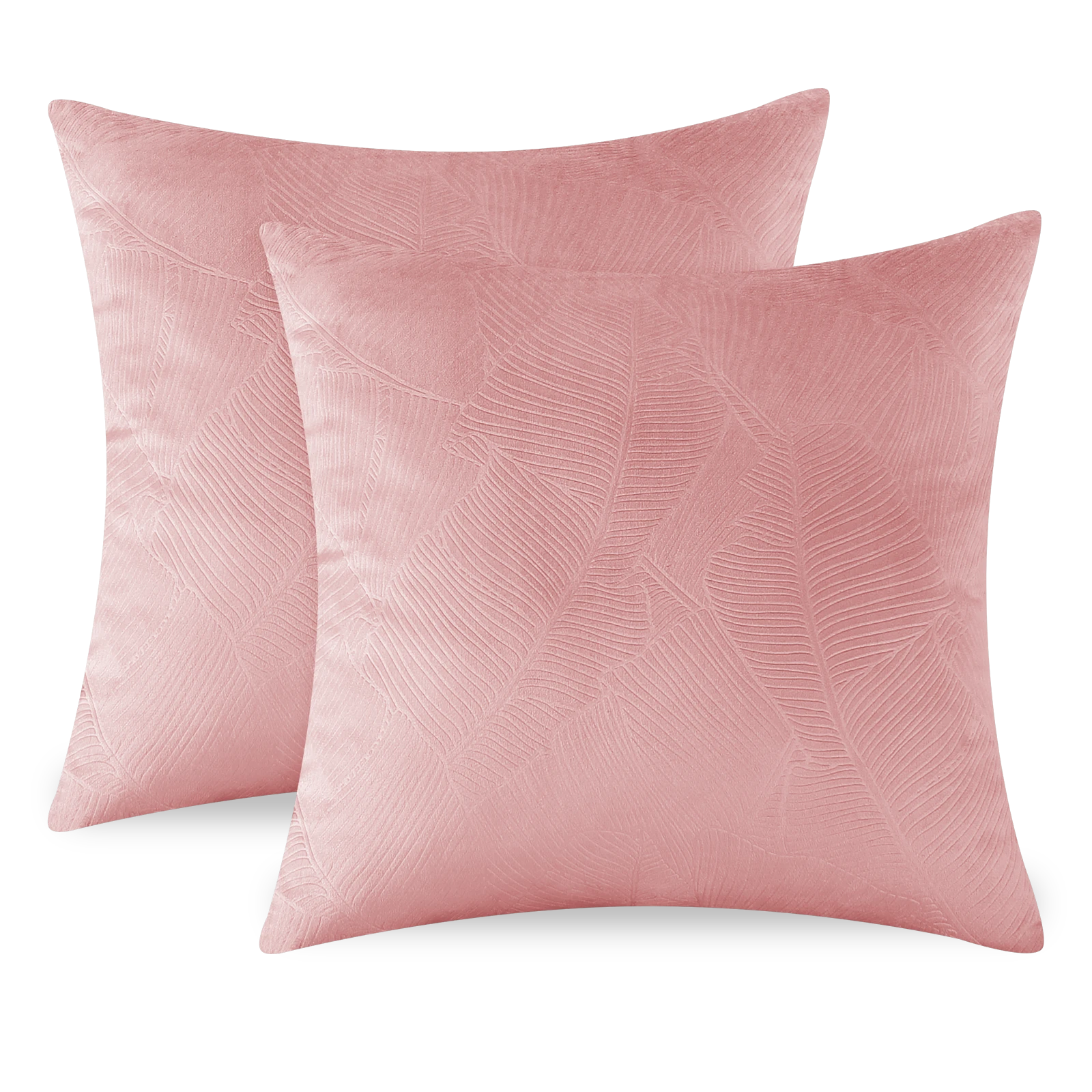 YSTYLE Velvet Sofa Cushion Covers, Decorative Throw Pillow Covers, 2 pcs, Hidden Zipper-Leaf Shape