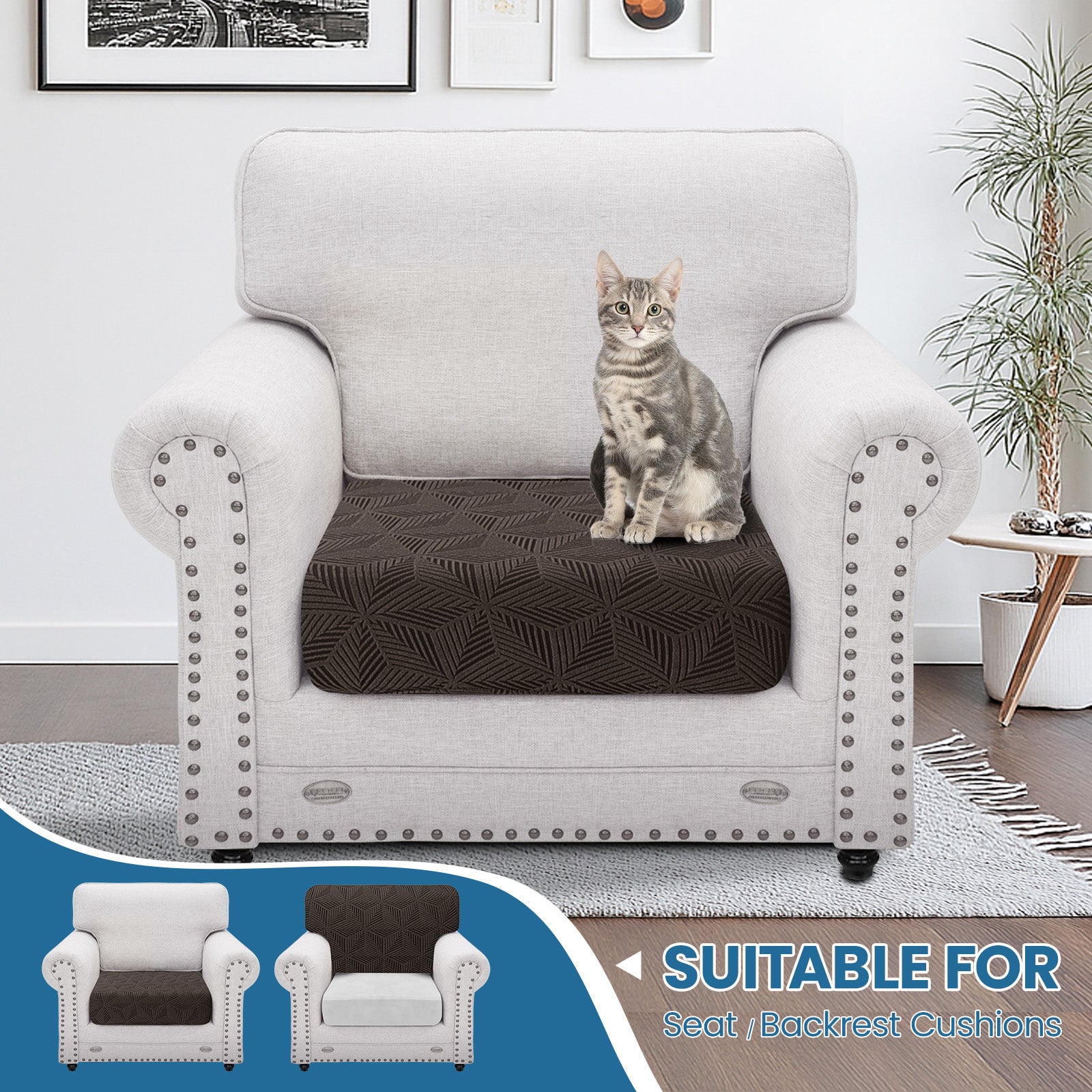 Ystyle Stretch Sofa Seat Cover 1 Seater Anti Slip Geometric-YSTYLE