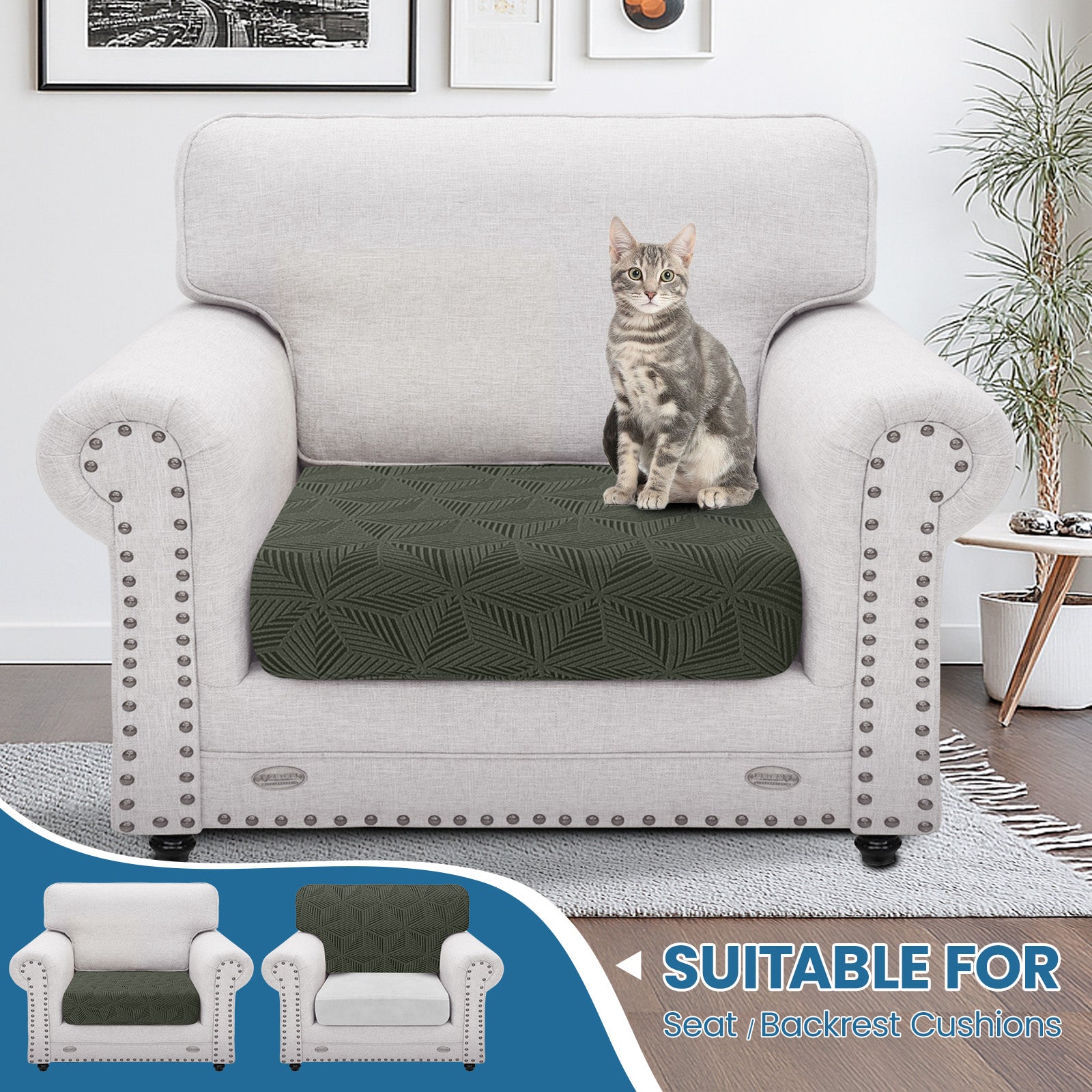 Ystyle Stretch Sofa Seat Cover Large 1 Seater Anti Slip Geometric-YSTYLE