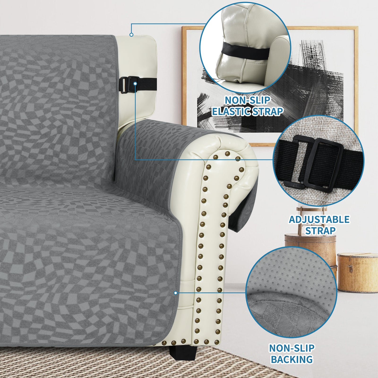 YSTYLE 1 Seater canapé couverture with Side Pockets antidérapant