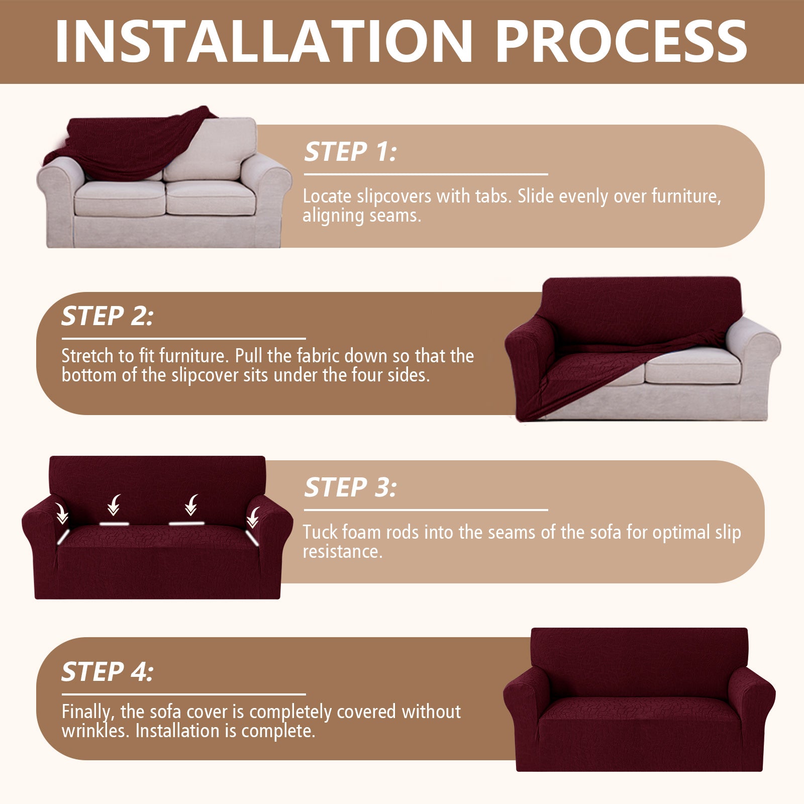 Ystyle 3 Seater Sofa Cover with Armrests, Universal Elastic Sofa Cover, Anti-Scratch for Cat Dogs, Stretch Sofa Cover, Anti-Stain, Non-Slip Sofa Cover