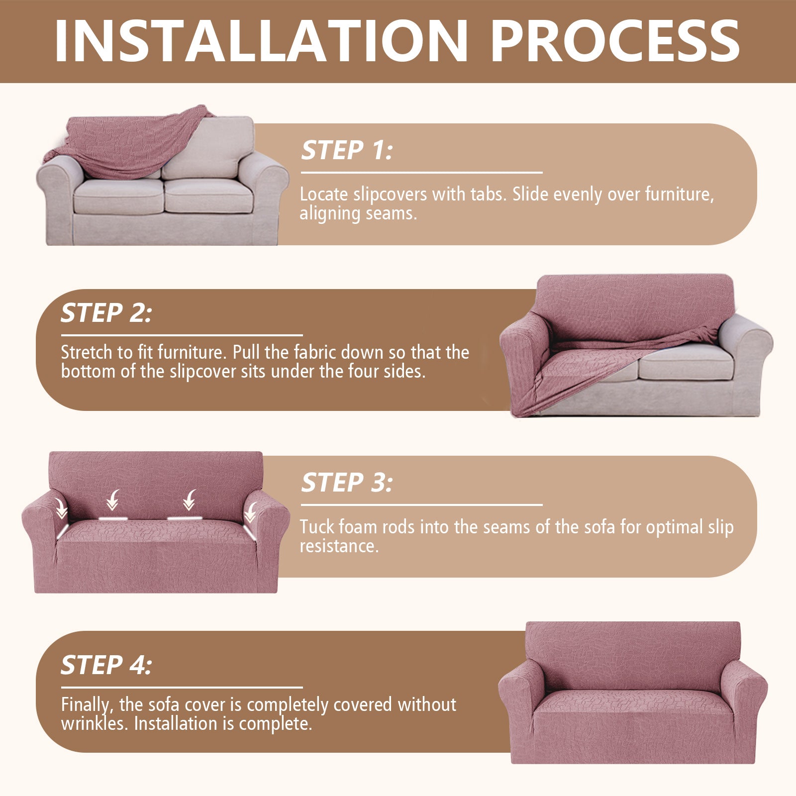 Ystyle 3 Seater Sofa Cover with Armrests, Universal Elastic Sofa Cover, Anti-Scratch for Cat Dogs, Stretch Sofa Cover, Anti-Stain, Non-Slip Sofa Cover