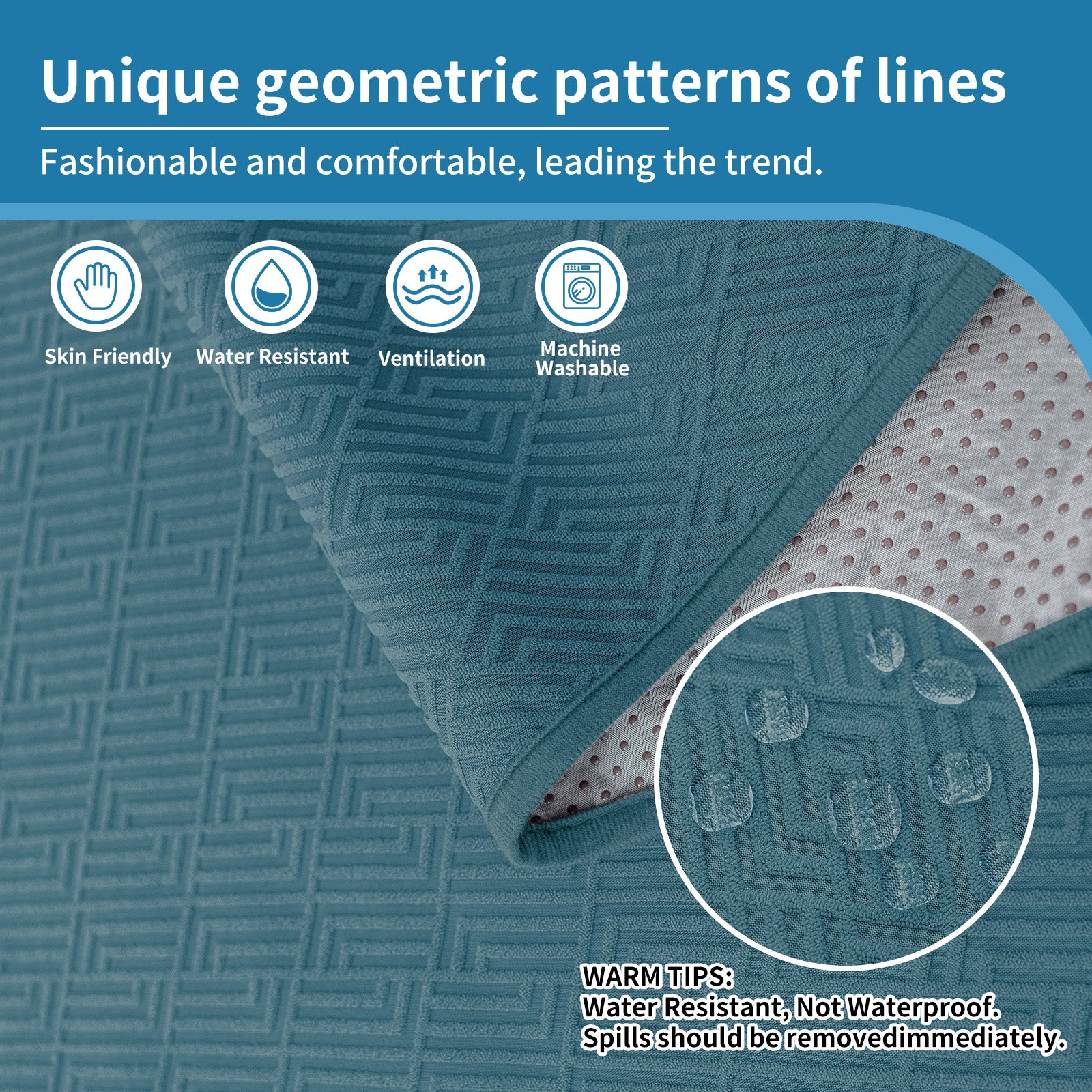 YSTYLE 4 Seater Sofa Cover with Armrests Geometric Pattern Anti Slip-YSTYLE