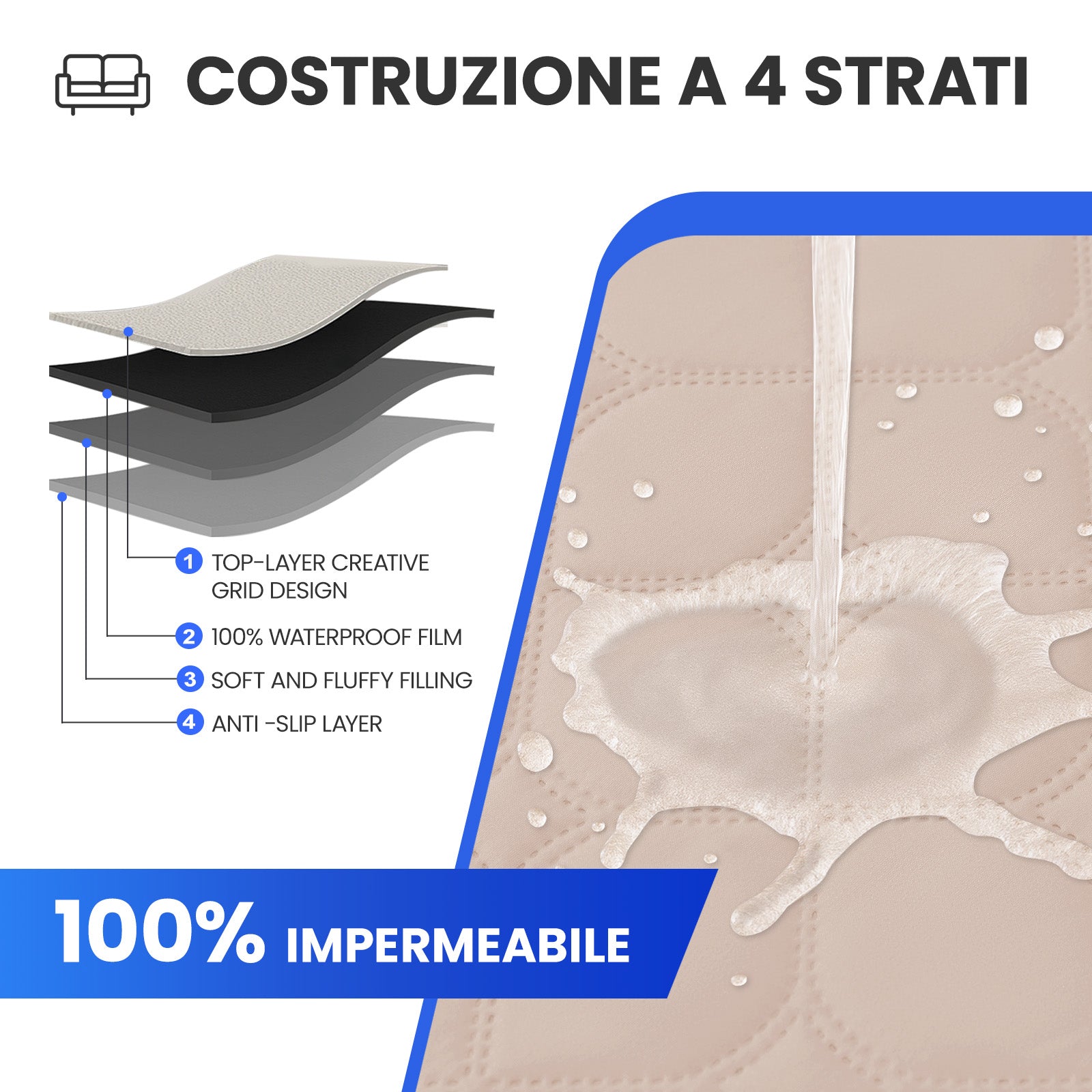 Copripoltrona impermeabile YSTYLE a 2 posti con tasche antiscivolo