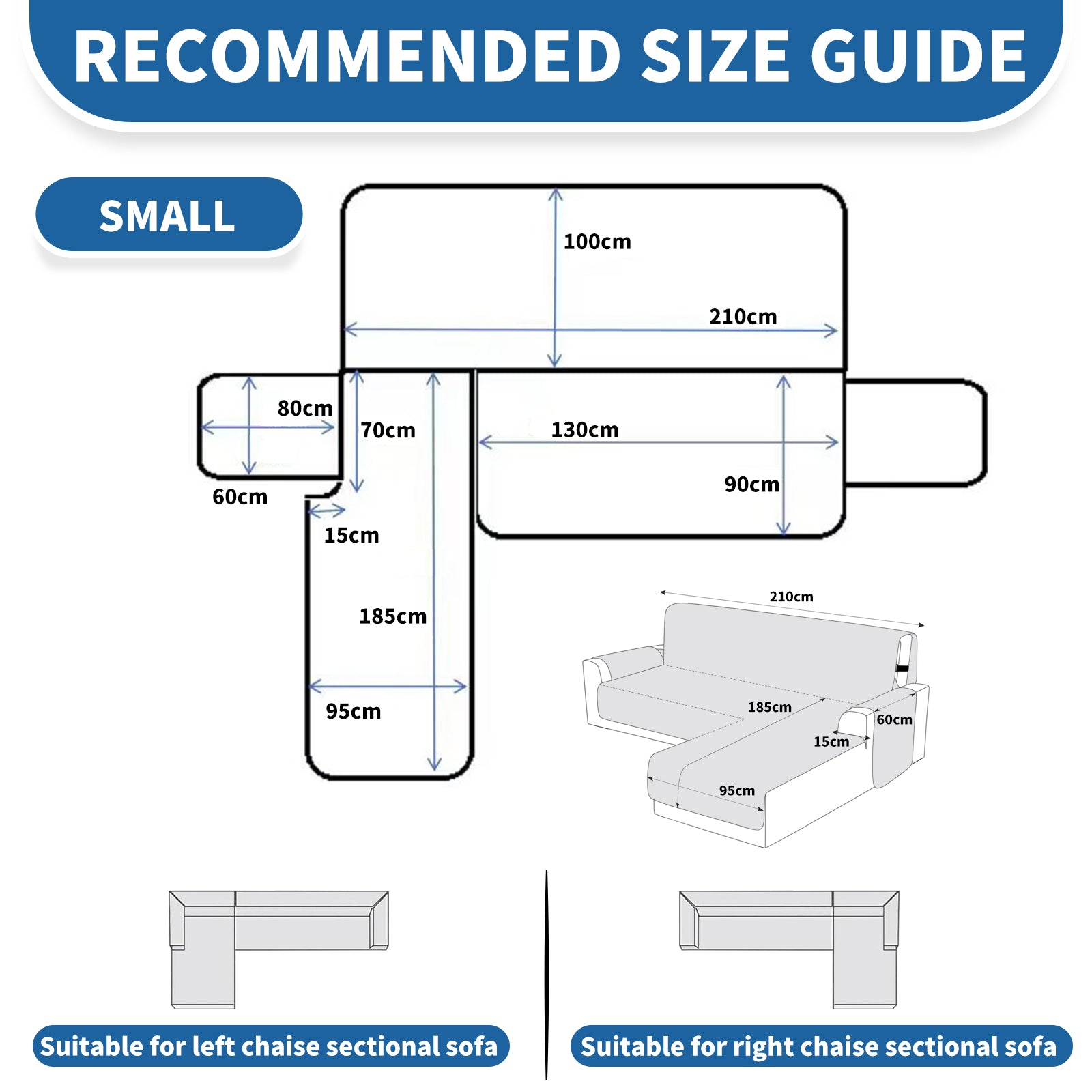 Copertura per divano a forma di L impermeabile YSTYLE per 2 posti, reversibile