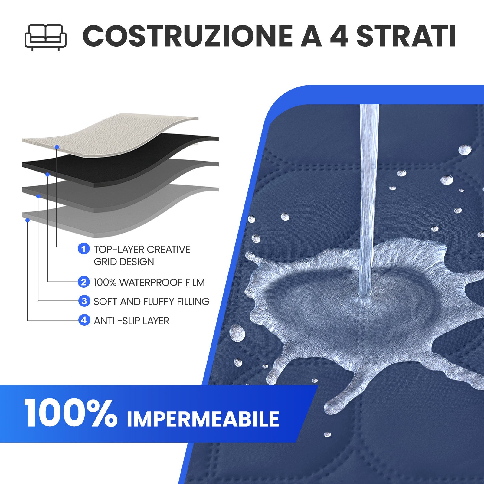 Copripoltrona impermeabile YSTYLE a 2 posti con tasche antiscivolo