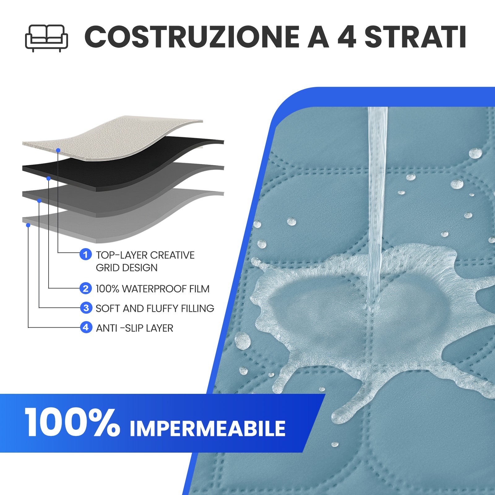 Copripoltrona impermeabile YSTYLE a 2 posti con tasche antiscivolo