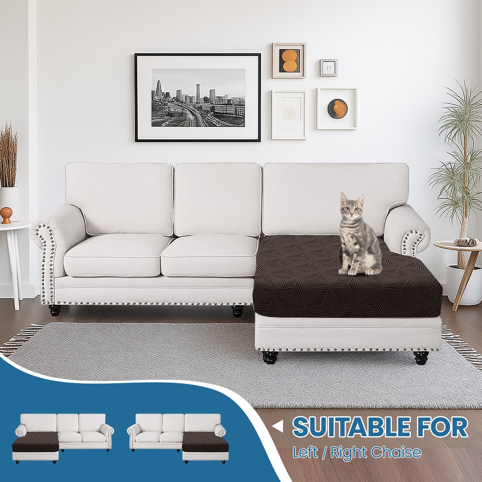 Ystyle Stretch Sofa Seat Cover Chaise Longue Anti Slip Geometric-YSTYLE