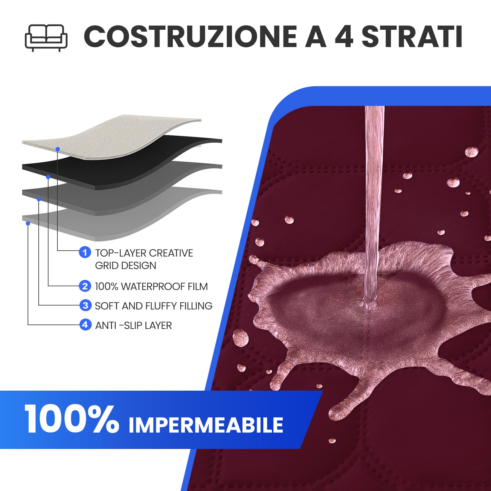 Copripoltrona impermeabile YSTYLE a 2 posti con tasche antiscivolo