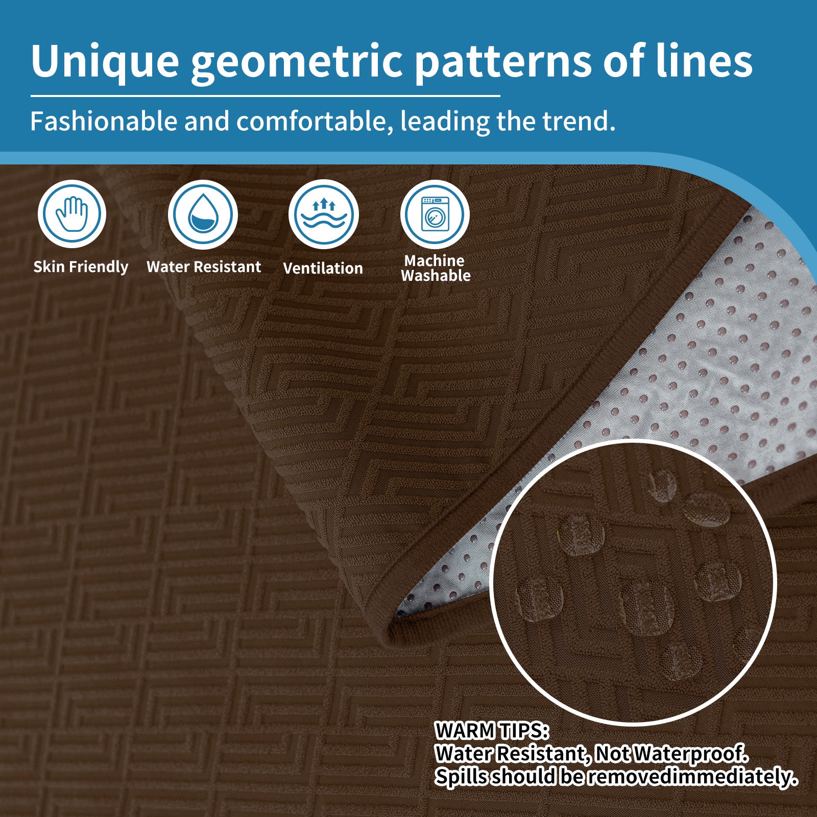 YSTYLE 4 Seater Sofa Cover with Armrests Geometric Pattern Anti Slip-YSTYLE