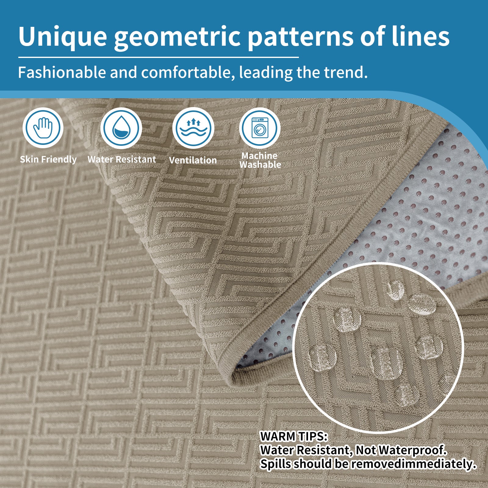 YSTYLE 4 Seater Sofa Cover with Armrests Geometric Pattern Anti Slip-YSTYLE