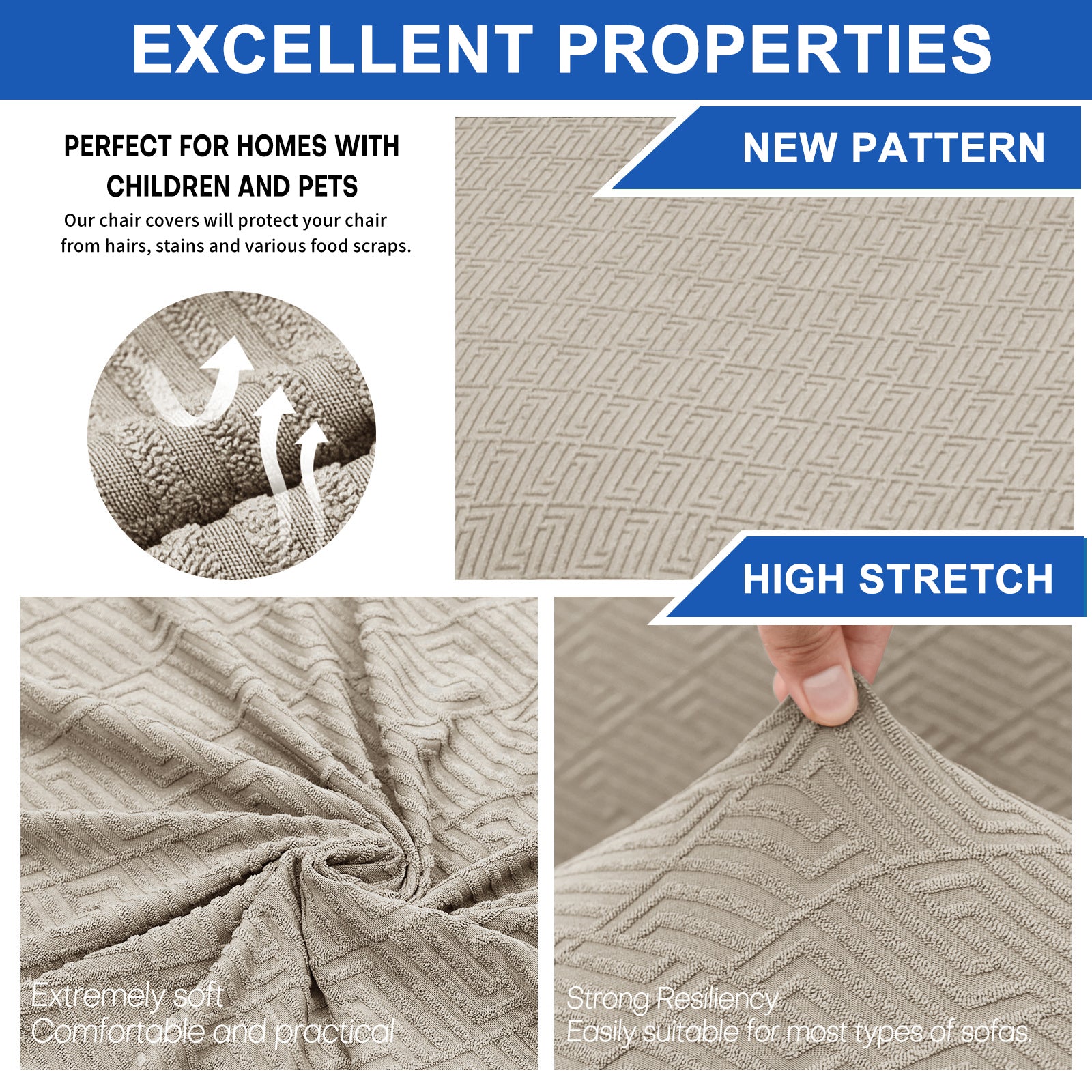 2 Coperture Elastiche per Sedie con Schienale in Tessuto Morbido YSTYLE