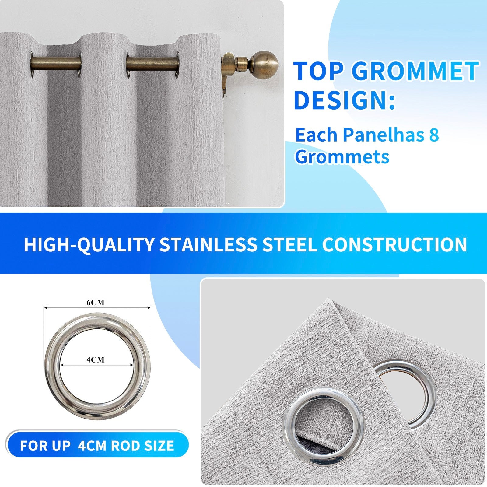 Ystyle 2 Pieces Linen Blackout Curtains 140x180 cm Thermal