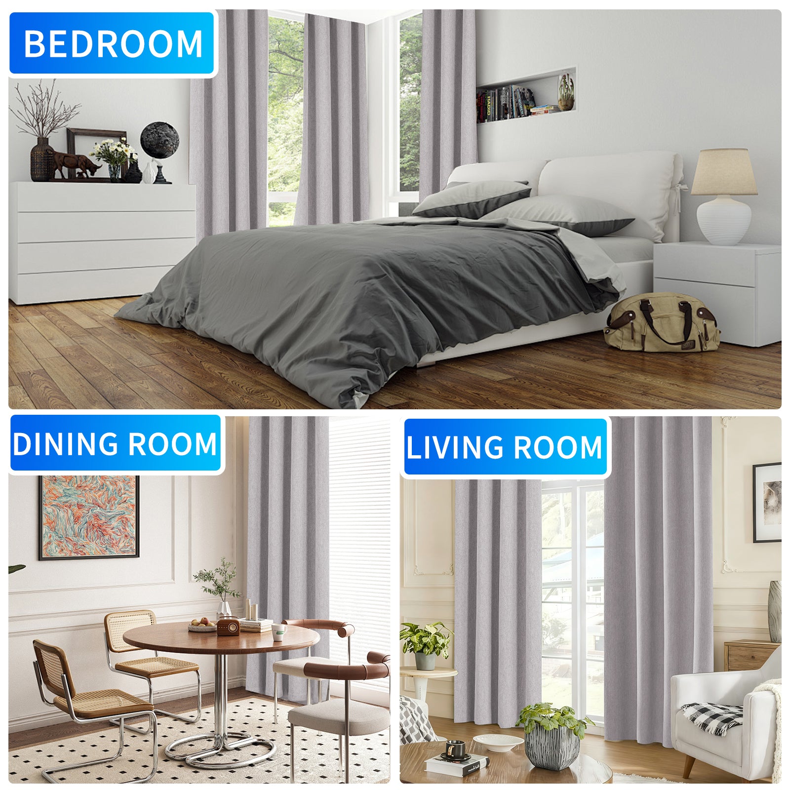 Ystyle 2 Pieces Linen Blackout Curtains Thermal-YSTYLE