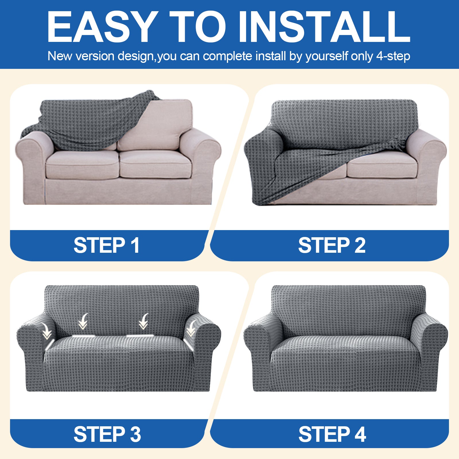 Ystyle 2-Seat Sofa Cover with Armrests, Elastic Universal Seat Cover, Anti-Scratch Universal Sofa Cover, Anti-Slip Washable Sofa Protector, Stain-Resistant