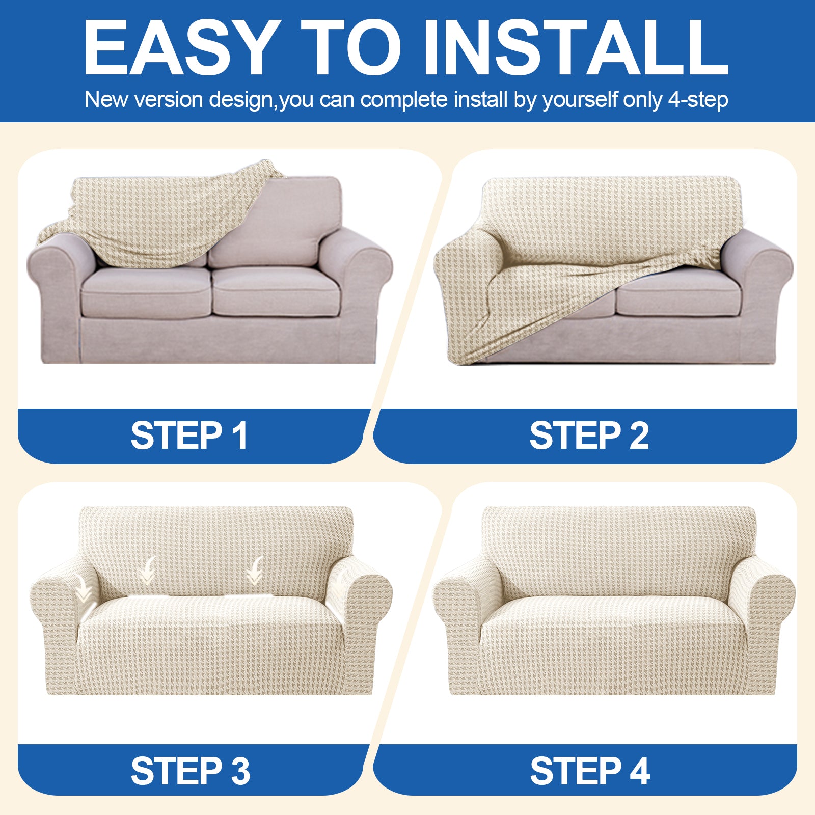 Ystyle Stretch 4 Seater Sofa Cover with New Pattern Anti Slip-YSTYLE