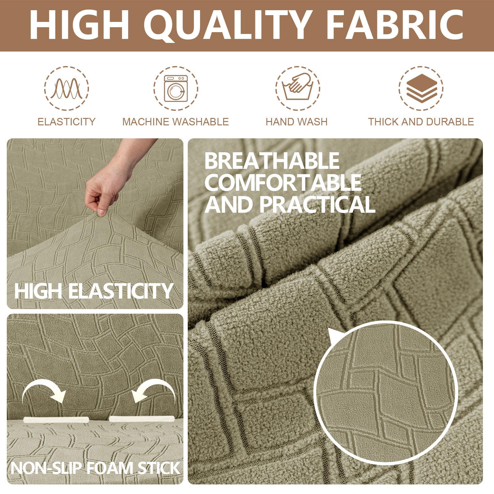 Ystyle Stretch 4 Seater Sofa Cover Jacquard Geometric Pattern-YSTYLE
