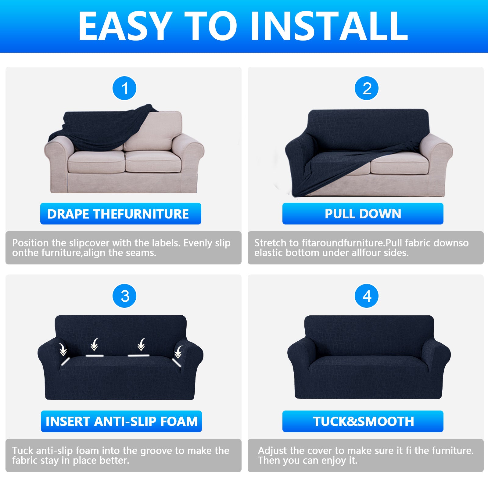 Ystyle Waterproof Stretch 4 Seater Sofa Cover Anti Slip-YSTYLE