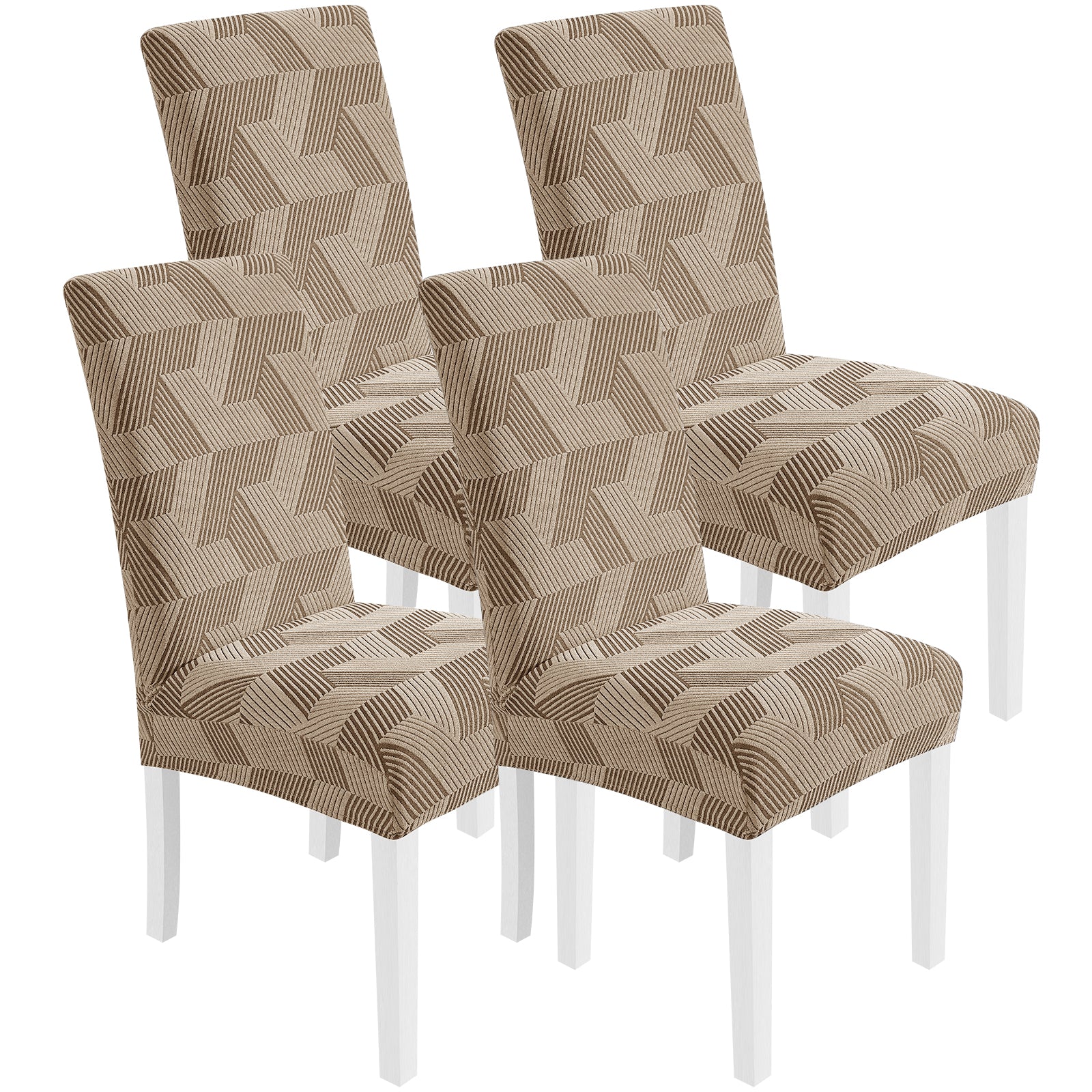 Ystyle 4-Piece Chair Covers with Backrest, Universal Kitchen Chair Covers, Removable Elastic Dining Chair Slipcovers, Stain-Resistant Chair Protectors, Washable, for Kitchen and Living Room