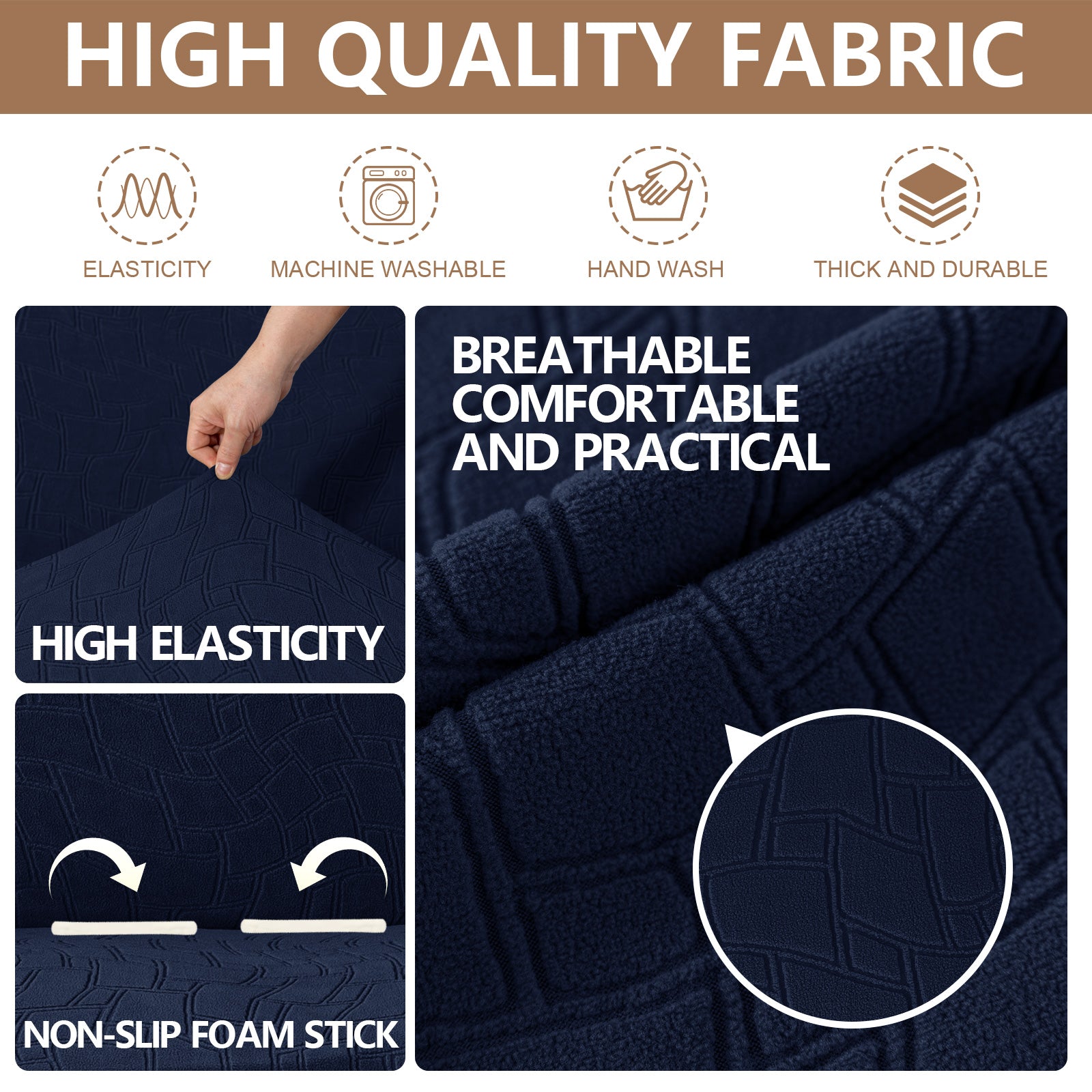 Ystyle Stretch 4 Seater Sofa Cover Jacquard Geometric Pattern-YSTYLE