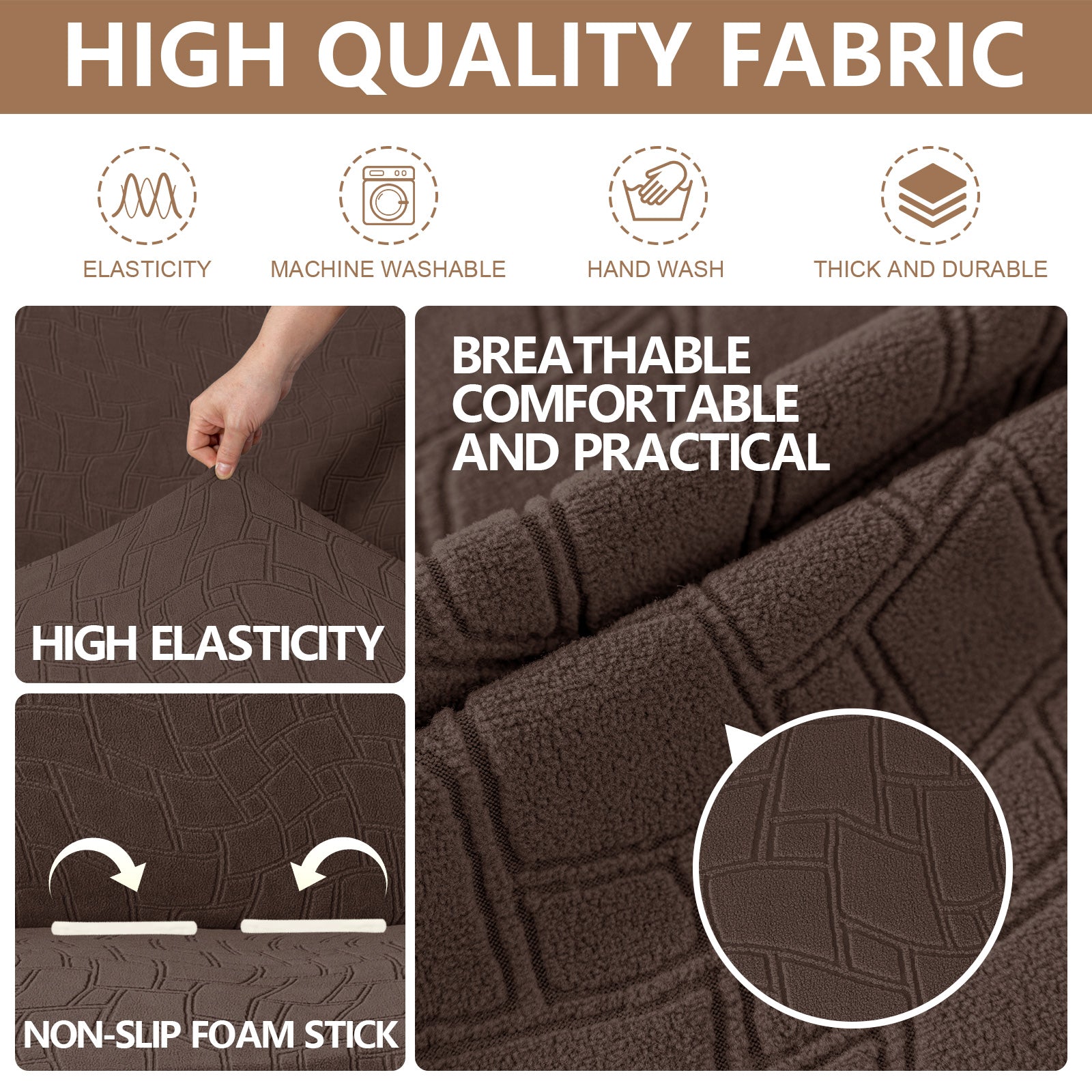 Ystyle Stretch 4 Seater Sofa Cover Jacquard Geometric Pattern-YSTYLE