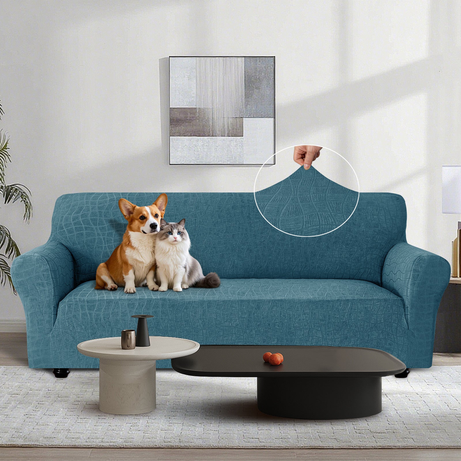 Ystyle Waterproof 1-Seater Sofa Cover with Armrests, Universal Elastic Sofa Protector, Washable Cat Scratch-Resistant Sofa Cover, Stain & Slip-Resistant Sofa Slipcover